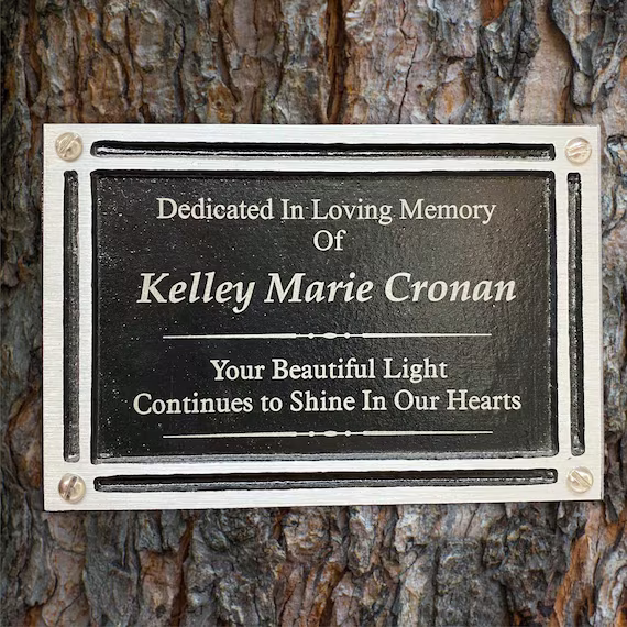 This is a wooden board pinned at tree for identification.